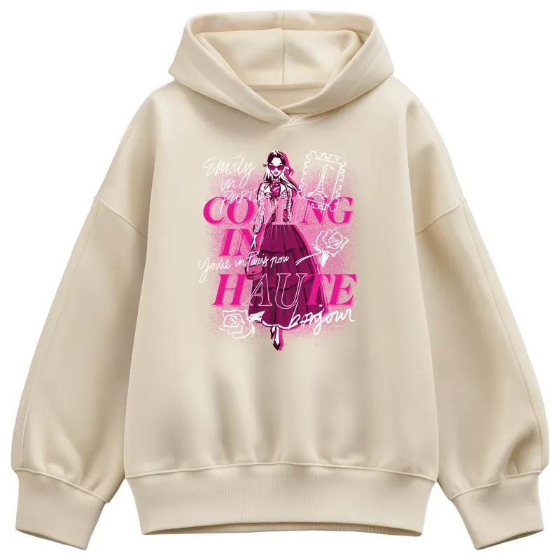 Emily In Paris - Coming In Haute - Ladies Oversized Fleece Hoodie Sweatshirt made by Zulily
