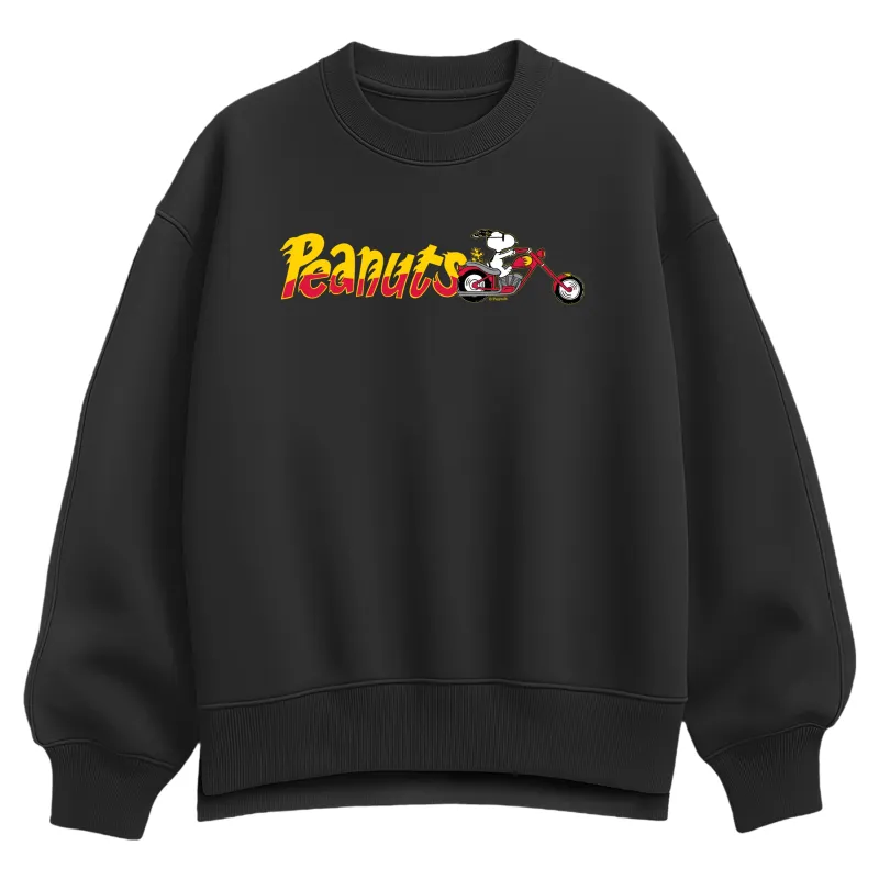 Peanuts - Snoopy Chopper - Women's Oversized Fleece Crew Sweatshirt sold by Zulily