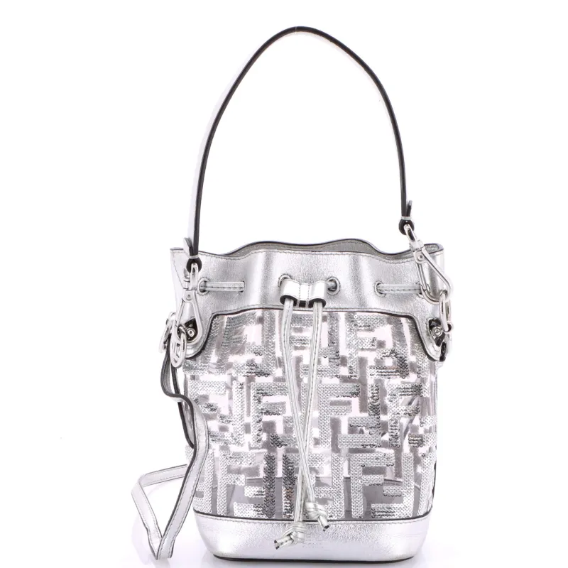 Pre-Loved Fendi Mon Tresor Bucket Bag Sequin Zucca Embroidered PVC Mini sold by Zulily
