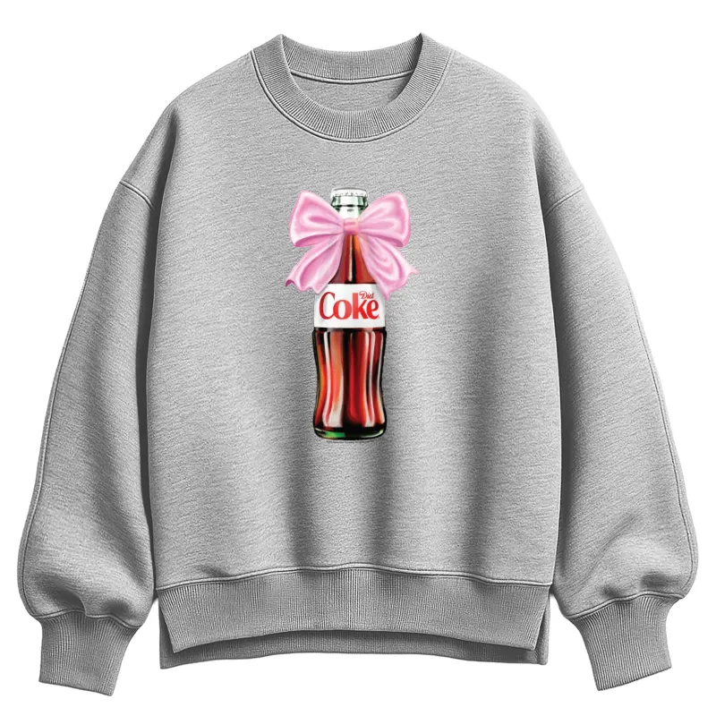 Coca-Cola - Diet Coke Bottle Bow - Ladies Oversized Fleece Crew Sweatshirt sold by Zulily