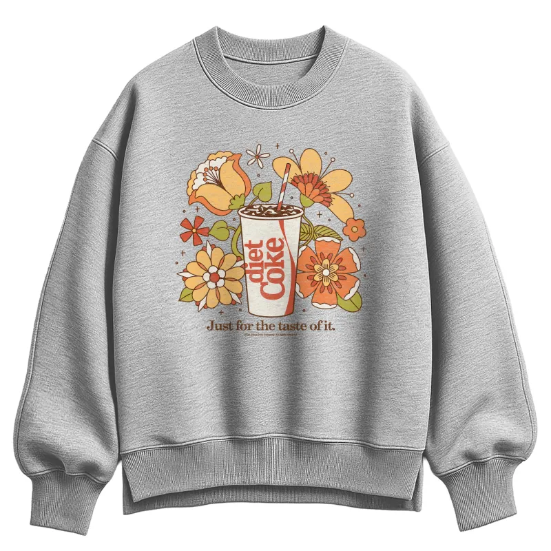 Coca-Cola - Diet Coke Retro Flowers - Ladies Oversized Fleece Crew Sweatshirt sold by Zulily