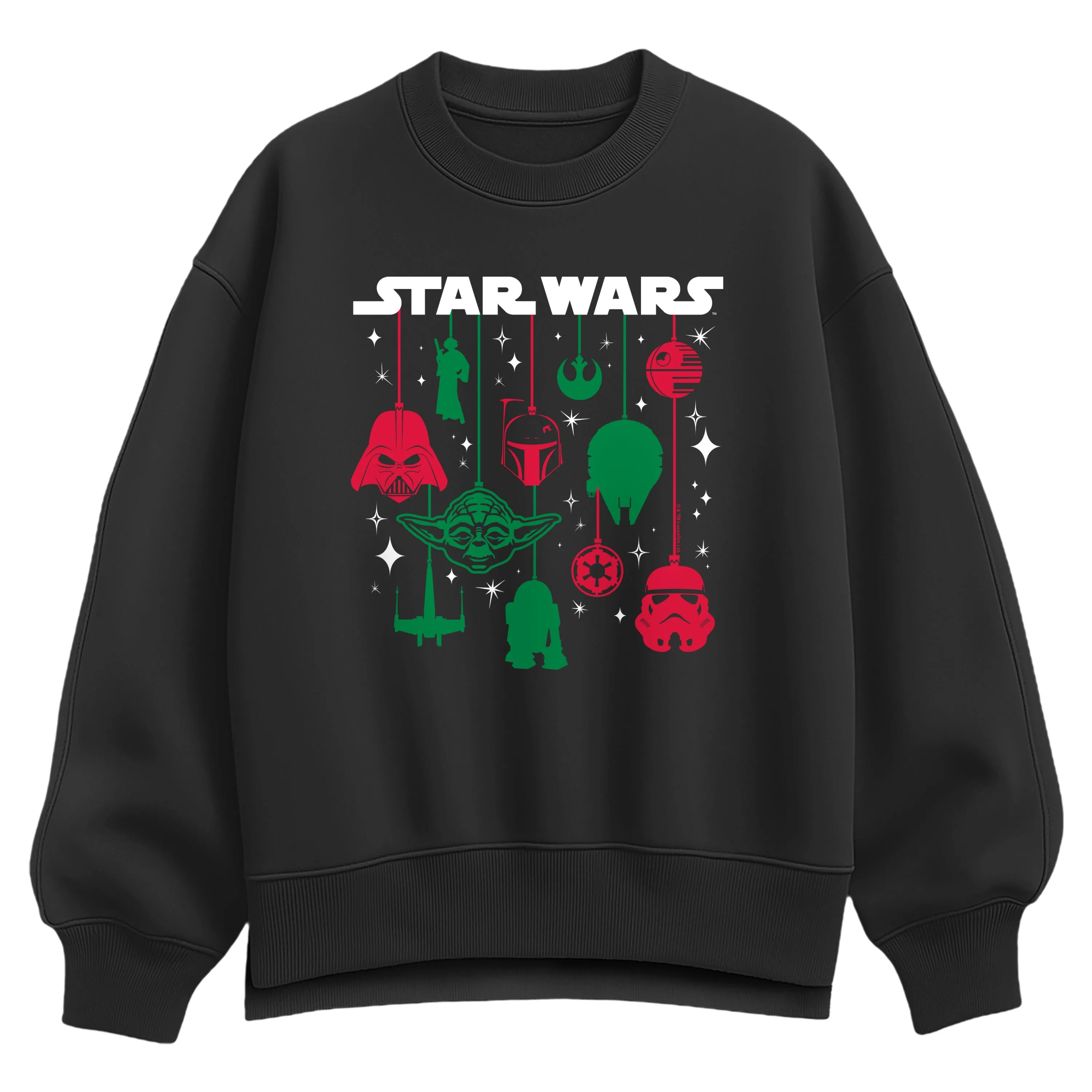 Star Wars - Red and Green Ornaments - Women's Oversized Fleece Crew Sweatshirt sold by Zulily