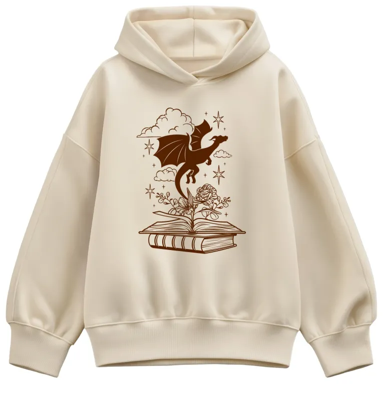 Instant Message - Dragon Flying Out Of Book - Women's Oversized Fleece Hoodie Sweatshirt sold by Zulily