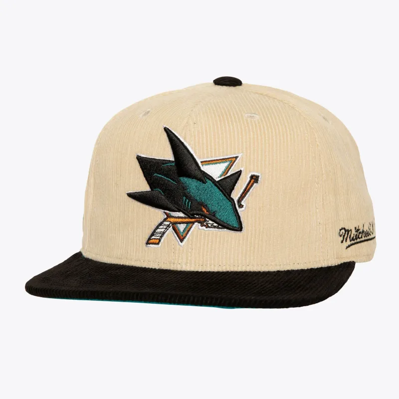 Men's Mitchell & Ness Nhl 2 Tone Team Cord Fitted Sharks - Off White sold by Zulily