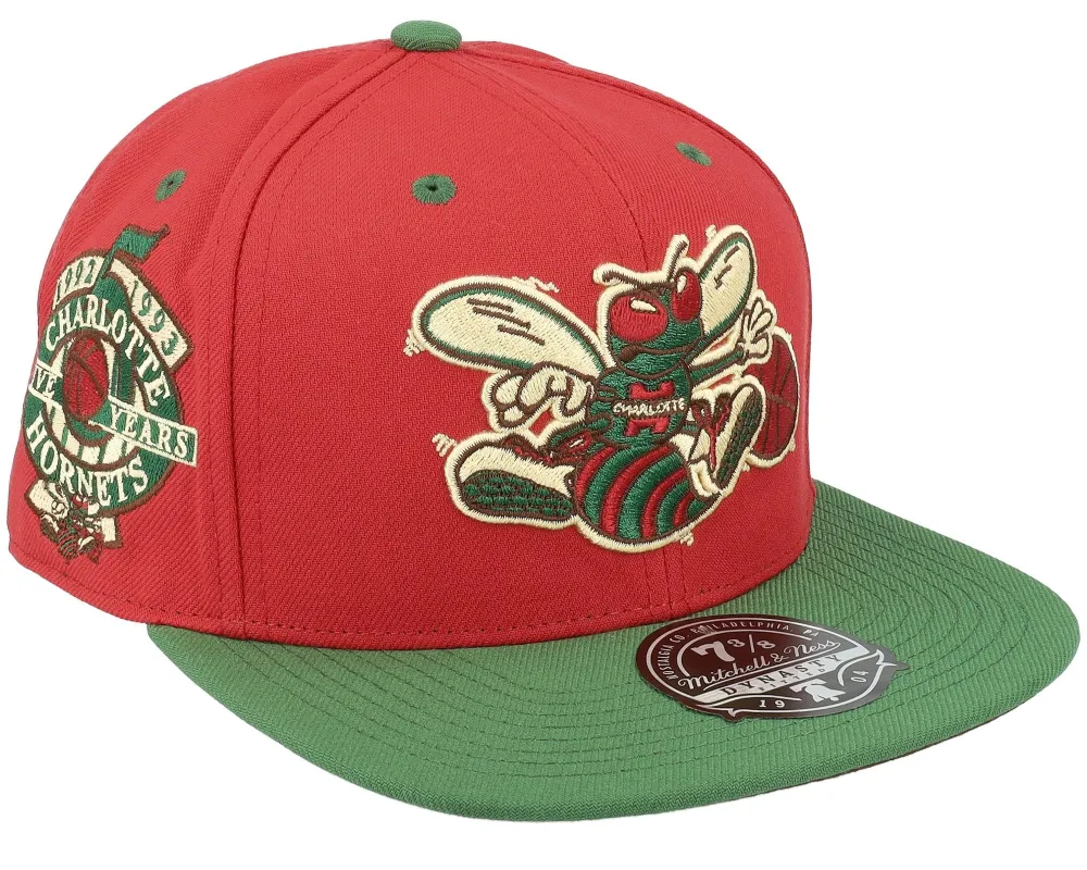 Men's Mitchell & Ness NBA Nightmare Fitted Hwc Hornets - Red made by Zulily