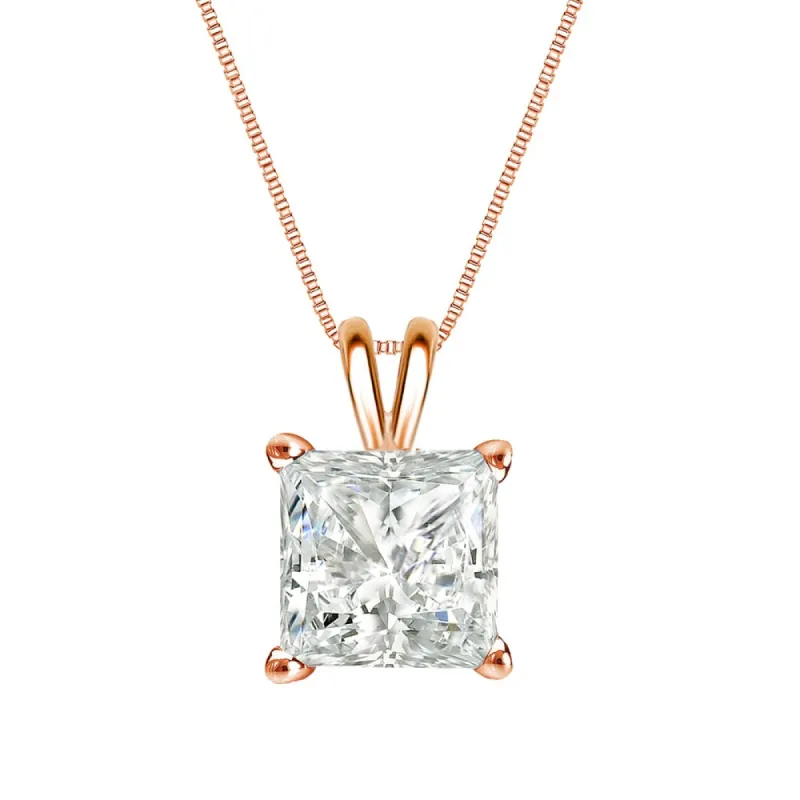 Auriya 14k Gold 1ctw Princess-cut Solitaire Diamond Necklace sold by Zulily