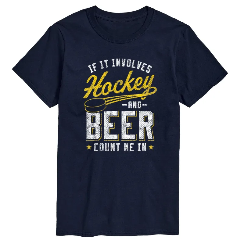 Instant Message - Hockey And Beer Count Me In - Men's Short Sleeve Graphic T-Shirt sold by Zulily
