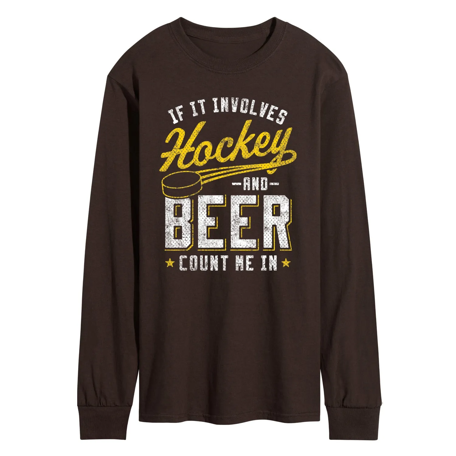 Instant Message - Hockey And Beer Count Me In - Men's Long Sleeve Graphic T-Shirt sold by Zulily product image thumbnail 3