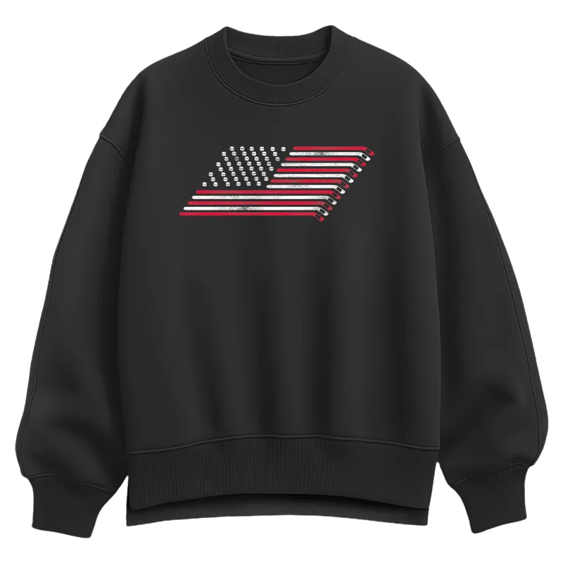 Instant Message - Hockey Flag - Women's Oversized Fleece Crew Sweatshirt sold by Zulily