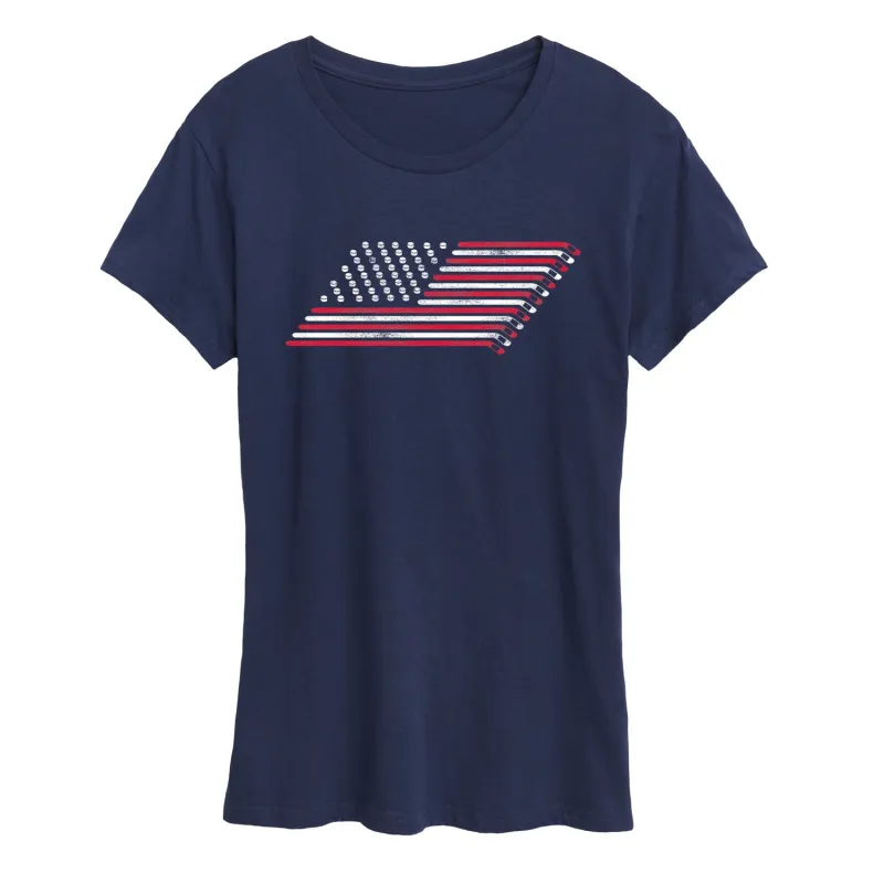 Instant Message - Hockey Flag - Women's Short Sleeve Graphic T-Shirt sold by Zulily