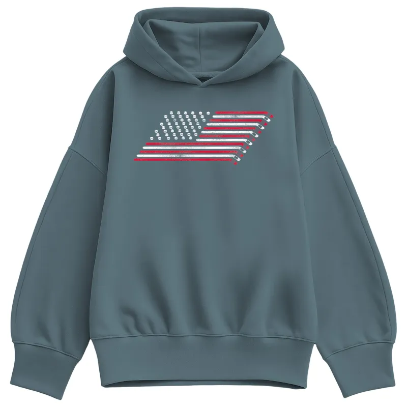 Instant Message - Hockey Flag - Women's Oversized Fleece Hoodie Sweatshirt sold by Zulily