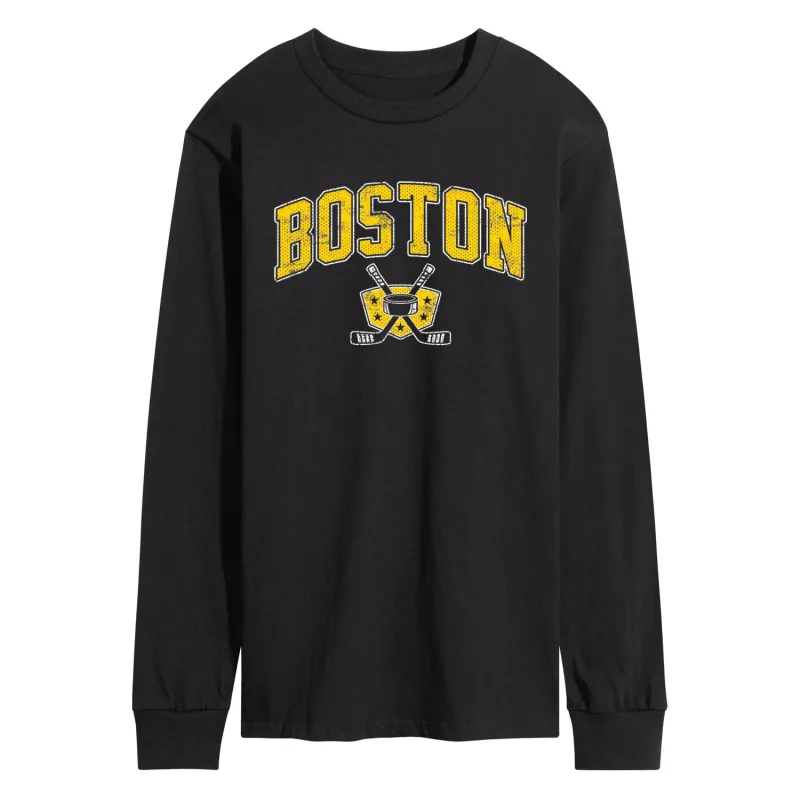Instant Message - Boston Hockey - Men's Long Sleeve Graphic T-Shirt sold by Zulily