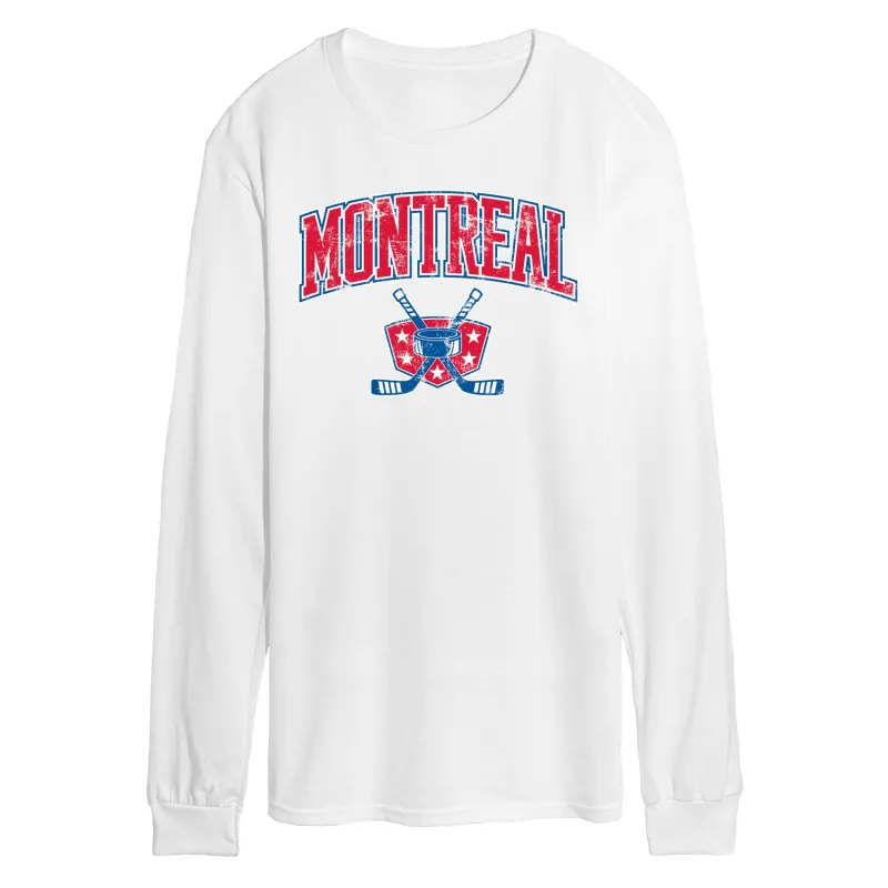 Instant Message - Montreal Hockey - Men's Long Sleeve Graphic T-Shirt sold by Zulily