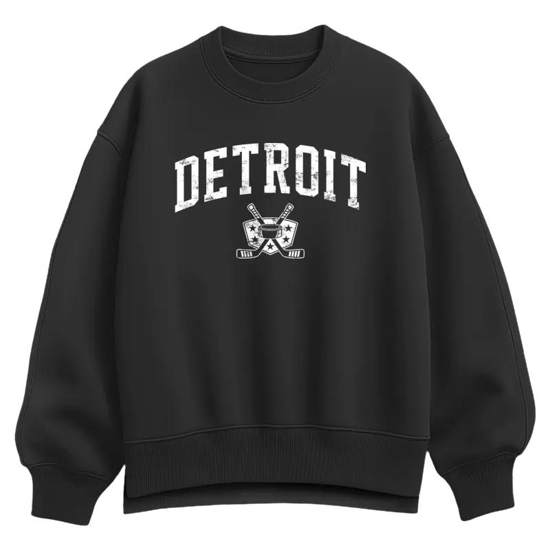 Instant Message - Detroit Hockey - Women's Oversized Fleece Crew Sweatshirt made by Zulily