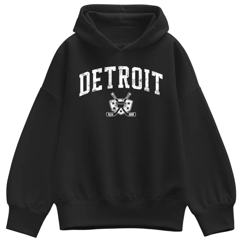 Instant Message - Detroit Hockey - Women's Oversized Fleece Hoodie Sweatshirt made by Zulily