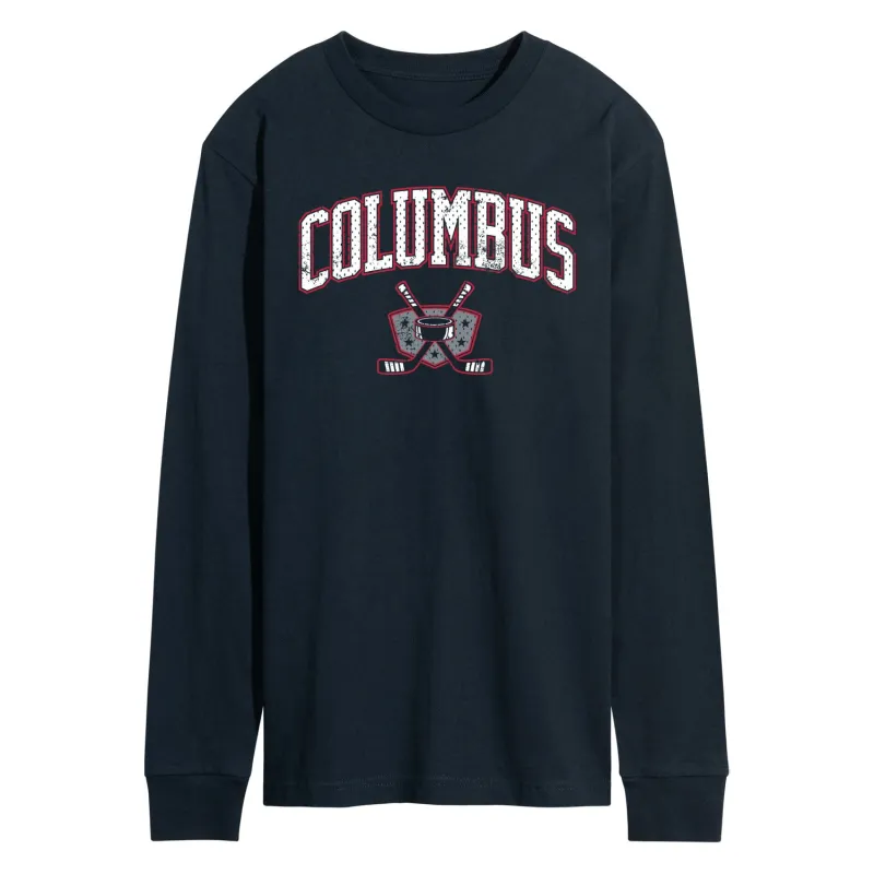 Instant Message - Columbus Hockey - Men's Long Sleeve Graphic T-Shirt sold by Zulily