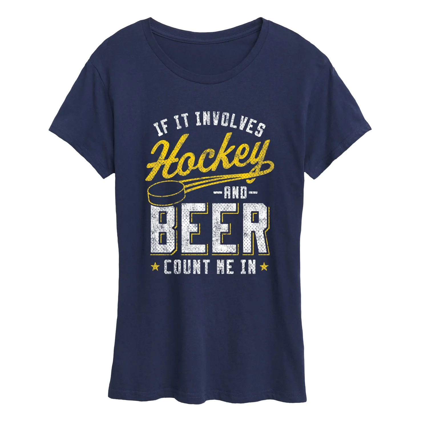 Instant Message - Hockey And Beer Count Me In - Women's Short Sleeve Graphic T-Shirt sold by Zulily