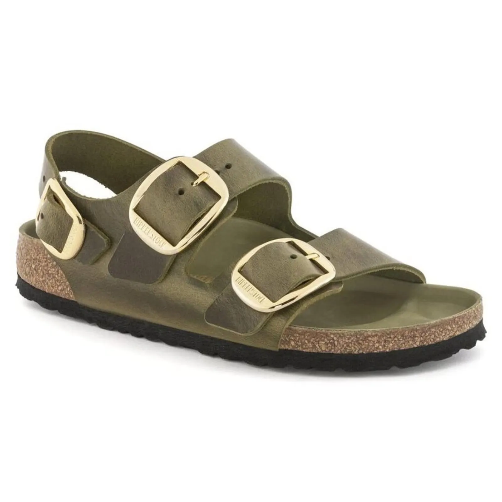 Birkenstock Unisex Milano Big Buckle Natural Leather Olive Green sold by Zulily