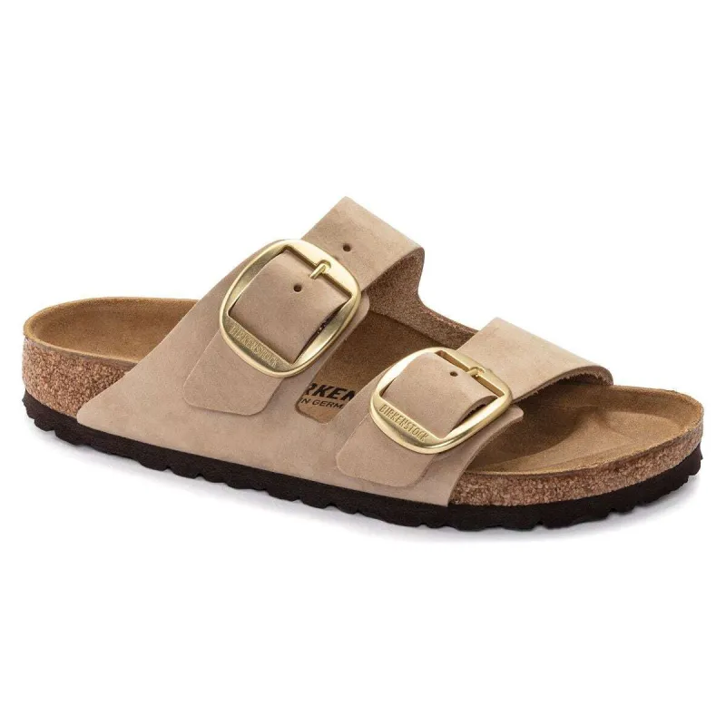 Birkenstock Arizona Big Buckle Nubuck Leather Sandcastle sold by Zulily