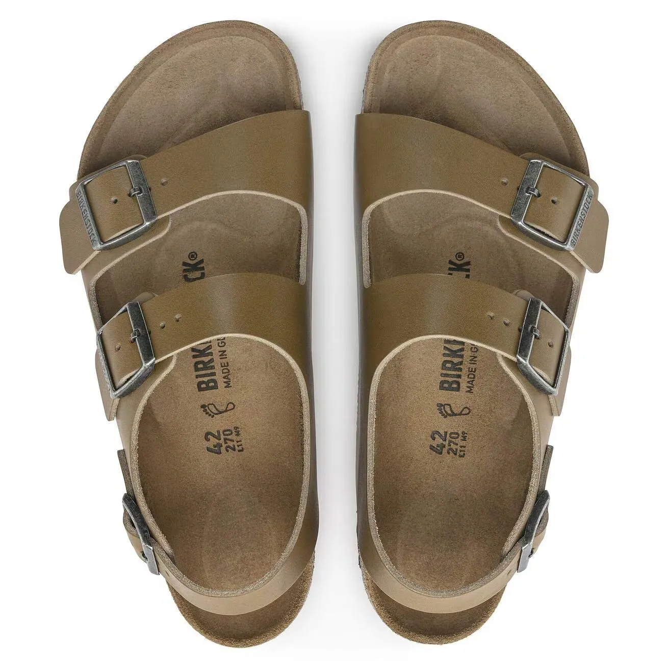 Birkenstock Unisex Milano Natural Leather Vintage Wood Faded Khaki sold by Zulily product image thumbnail 2