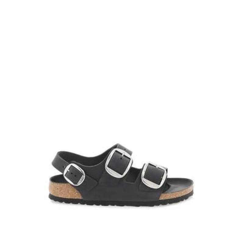 Birkenstock Unisex Milano Big Buckle Natural Leather Black sold by Zulily