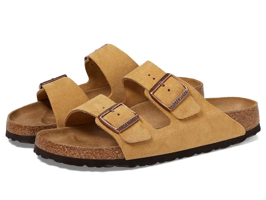 Birkenstock Unisex Arizona Suede Leather Latte Cream sold by Zulily