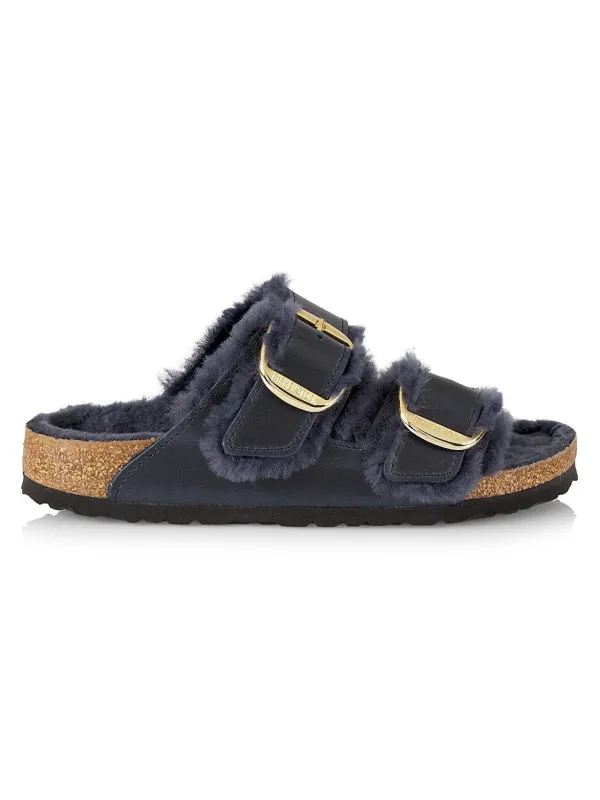 Birkenstock Unisex Arizona Big Buckle Shearling Oiled Leather Midnight sold by Zulily