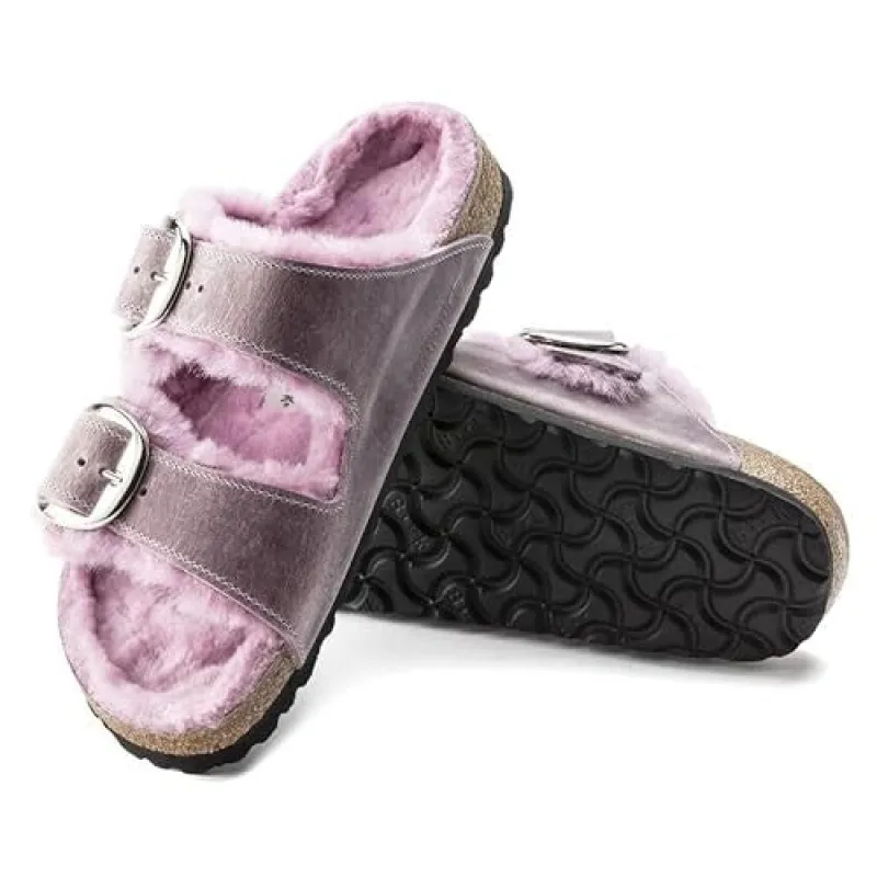 Birkenstock Unisex Arizona Big Buckle Shearling Natural Leather Lavender sold by Zulily