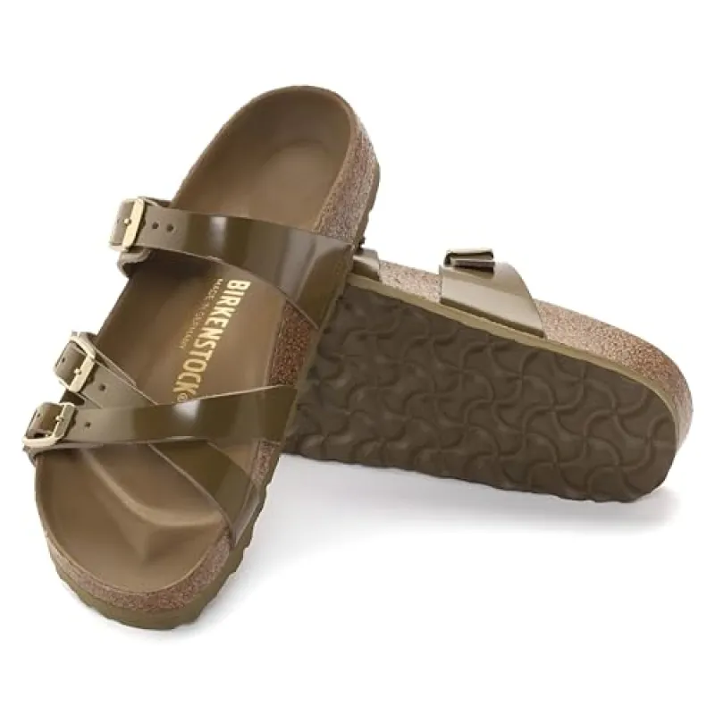Birkenstock Unisex Franca Natural Leather Patent High Shiny Mud Green sold by Zulily