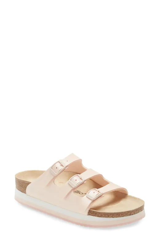 Birkenstock Unisex Florida Pap Birko Flor Icy Metallic Light Rose made by Birkenstock