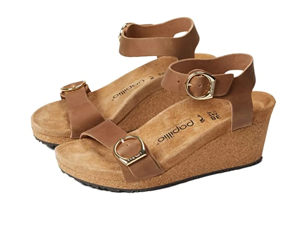 Birkenstock Unisex Soley Ring Buckle Natural Leather Cognac sold by Zulily