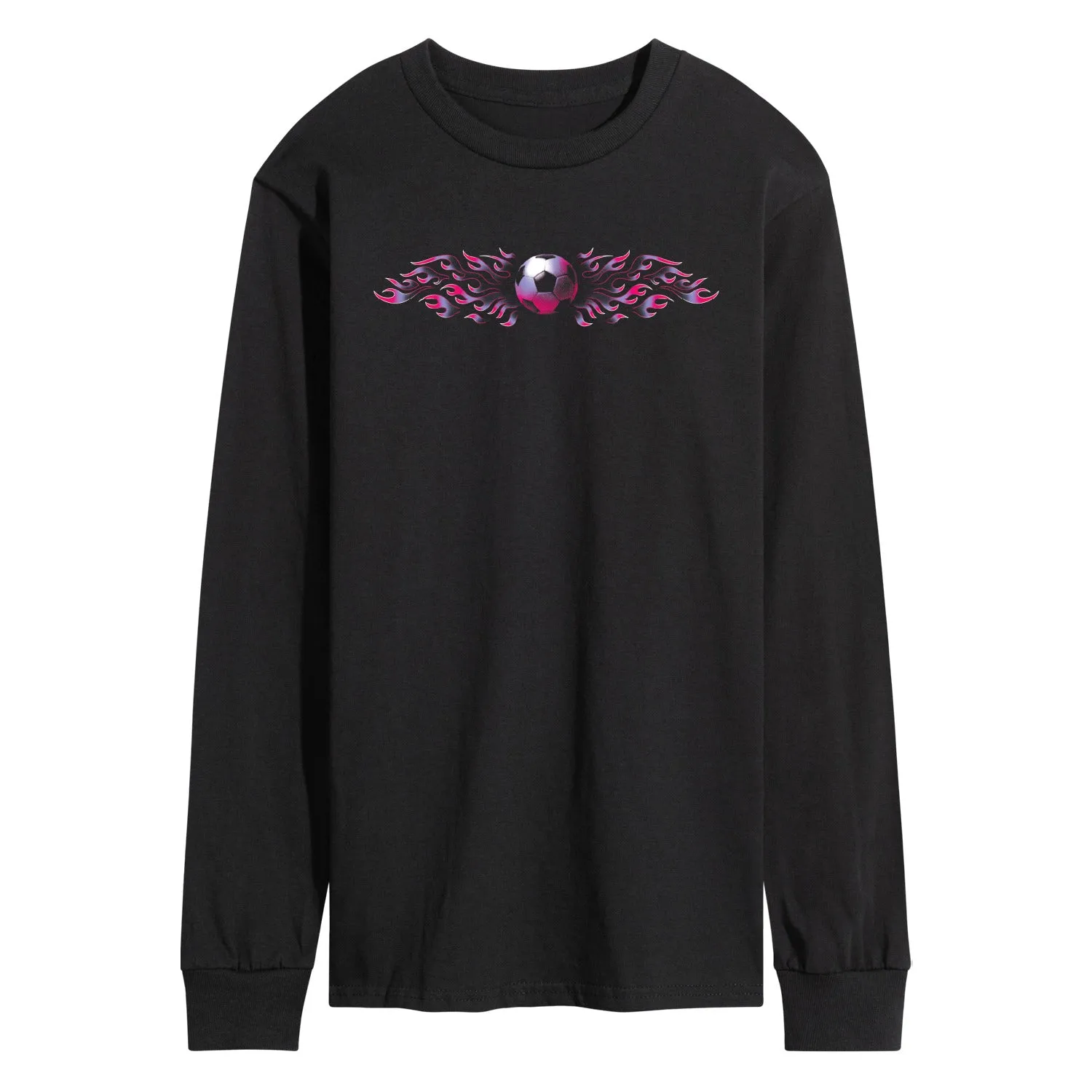 Instant Message - Soccer Flames Pink - Men's Long Sleeve Graphic T-Shirt sold by Zulily