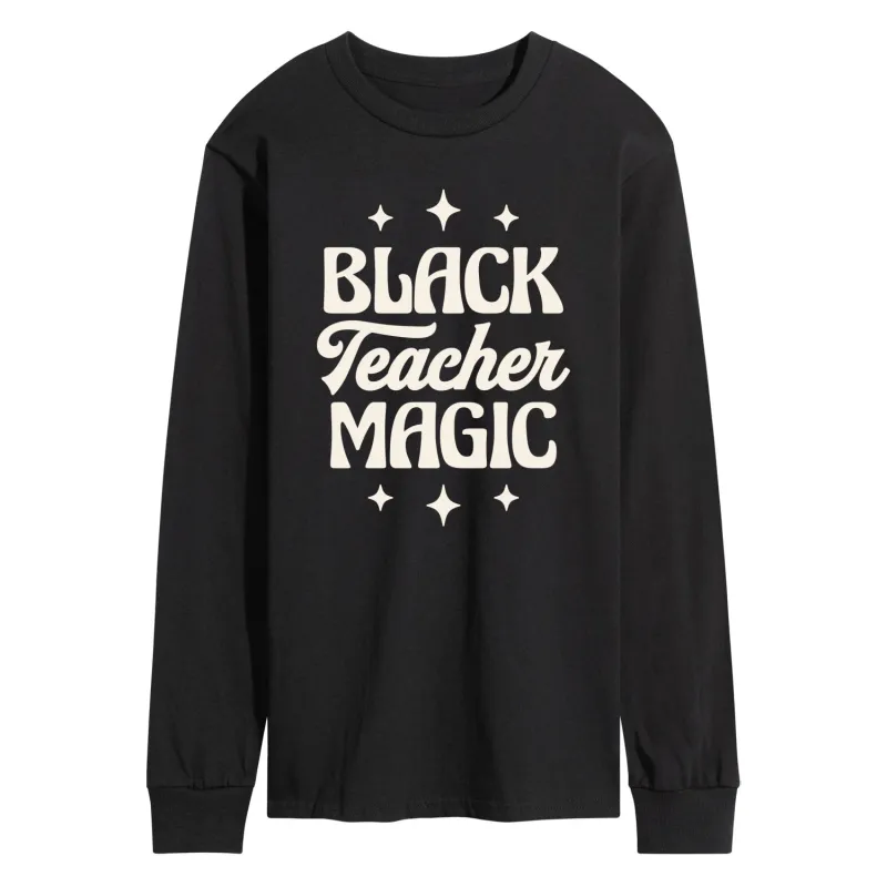 Instant Message - Black Teacher Magic - Men's Long Sleeve Graphic T-Shirt sold by Zulily