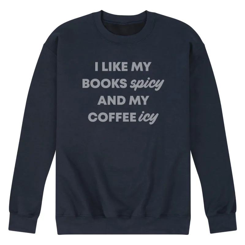 Instant Message - Books Spicy Coffee Icy - Men's Crew Fleece Sweatshirt sold by Zulily