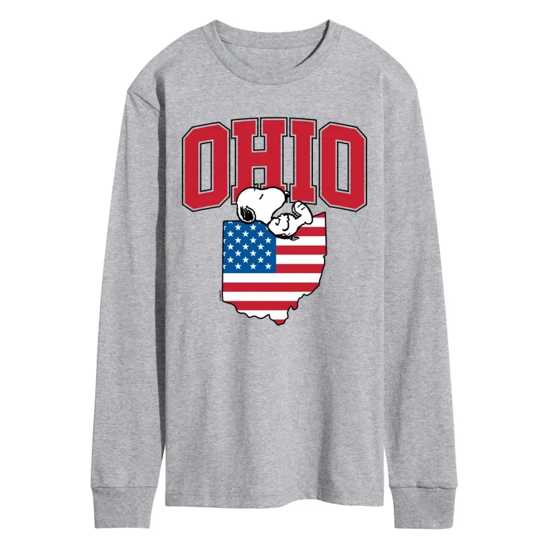 Peanuts - Ohio Snoopy - Men's Long Sleeve Graphic T-Shirt made by Peanuts