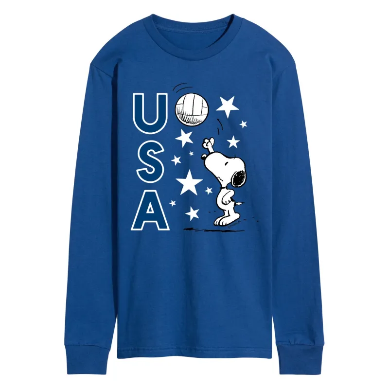 Peanuts - USA Volleyball - Men's Long Sleeve Graphic T-Shirt made by Peanuts