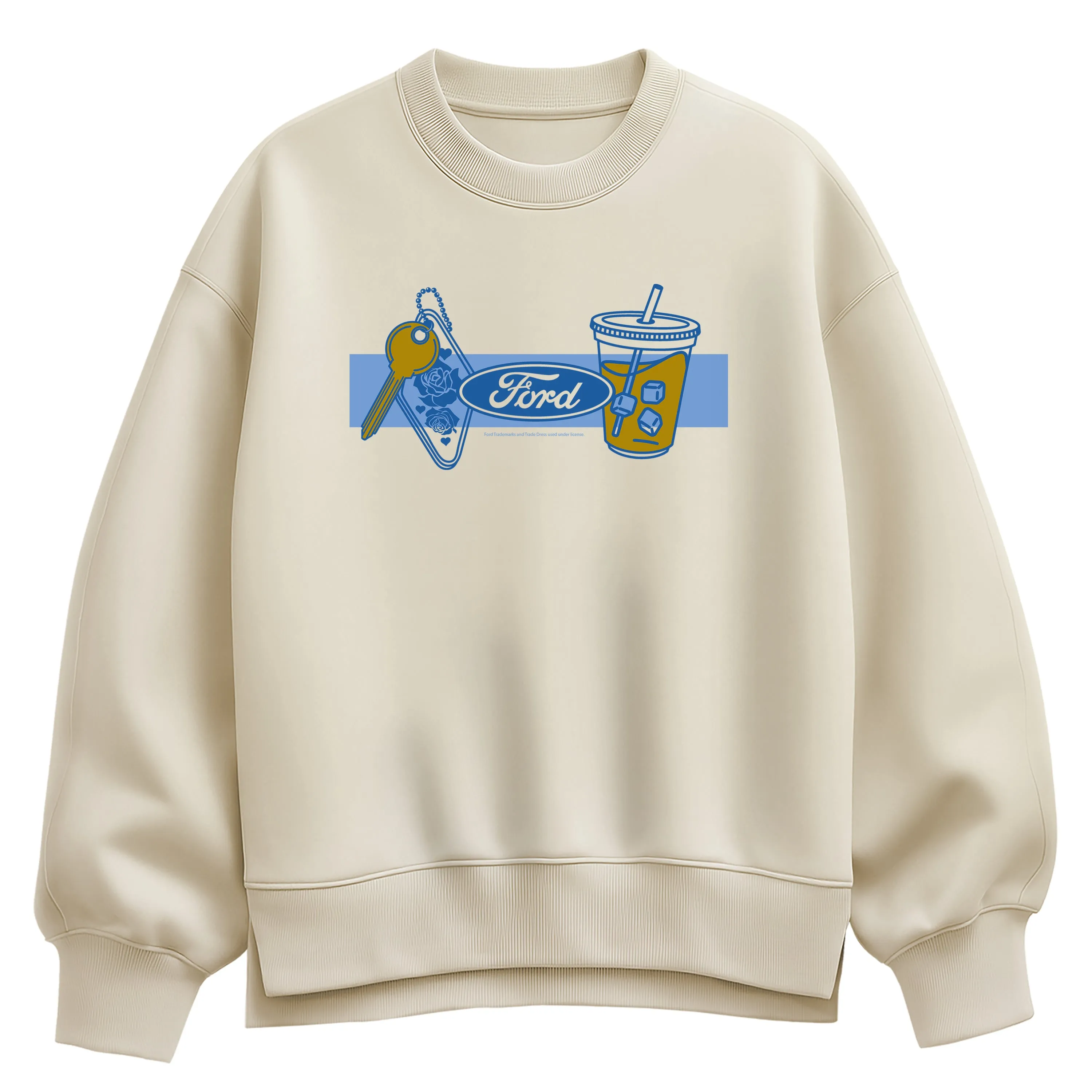 Ford - Coffee and Keychain - Women's Oversized Fleece Crew Sweatshirt sold by Zulily