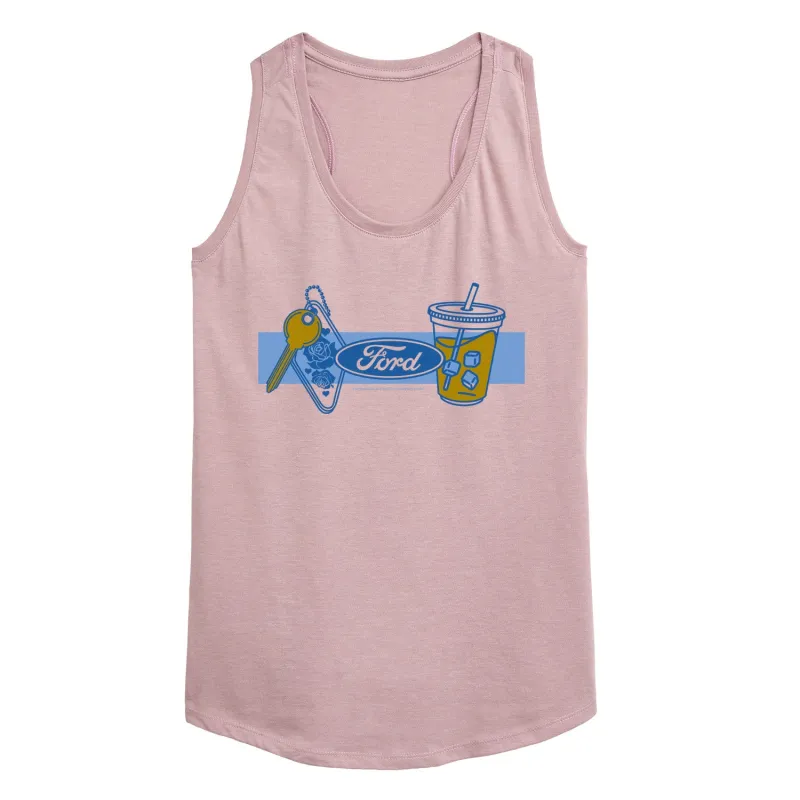 Ford - Coffee and Keychain - Women's Racerback Graphic Tank sold by Zulily