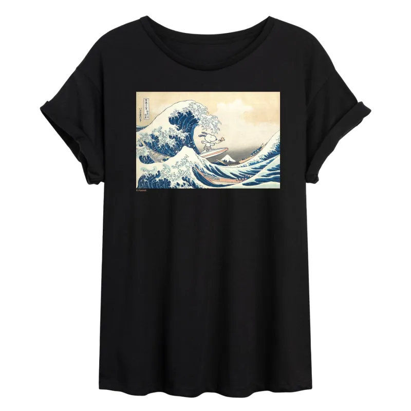 Peanuts - Snoopy Great Wave - Women's Oversized Graphic T-Shirt sold by Zulily