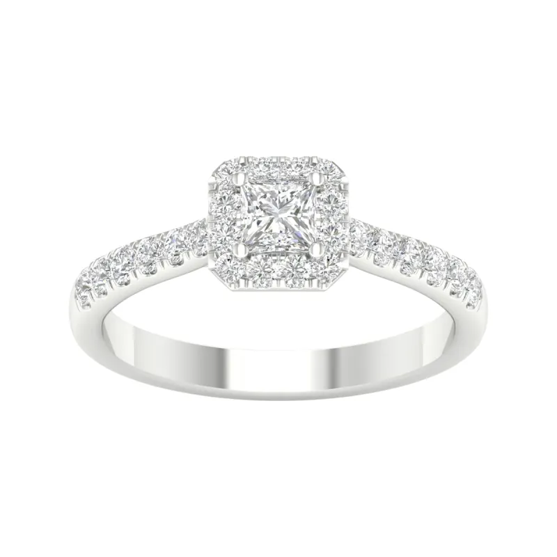 3/4ct TDW Princess Cut Diamond Halo Ring in 10k Gold by De Couer sold by Zulily