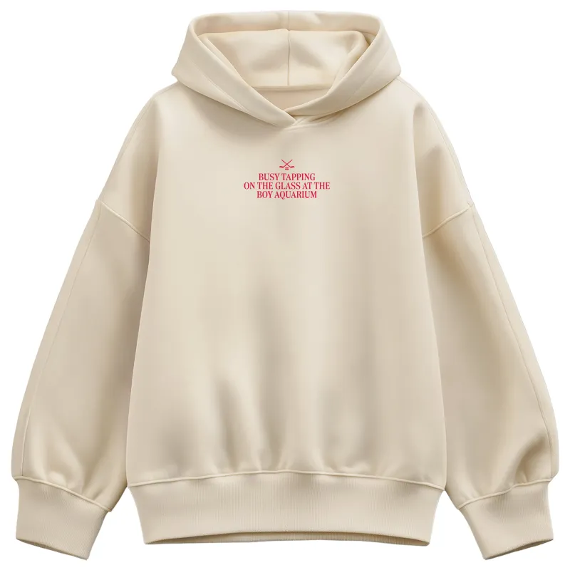 Instant Message - Tapping Glass Boy Aquarium Red - Women's Oversized Fleece Hoodie Sweatshirt sold by Zulily