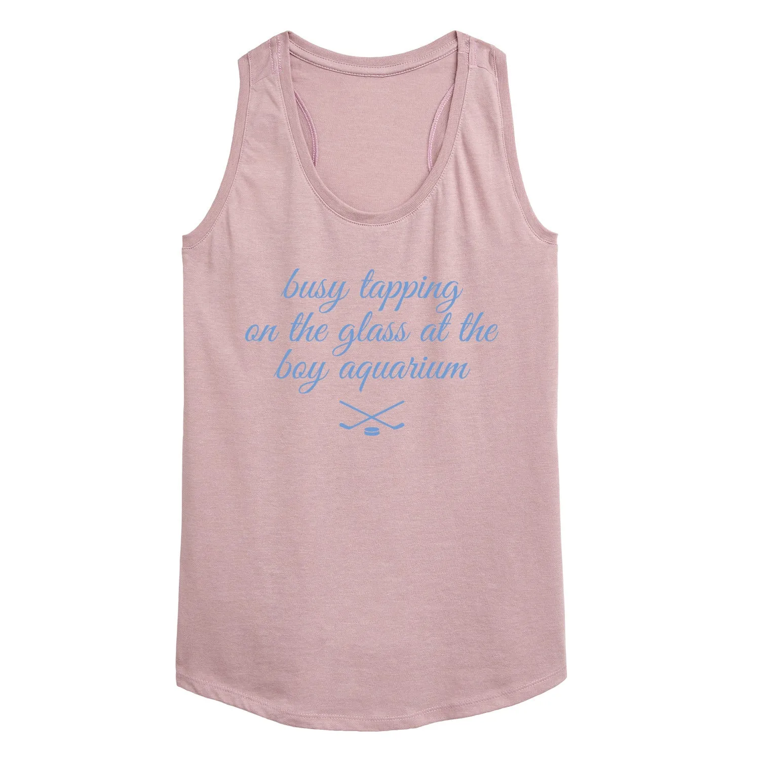 Instant Message - Tapping Glass Boy Aquarium Blue - Women's Racerback Graphic Tank sold by Zulily