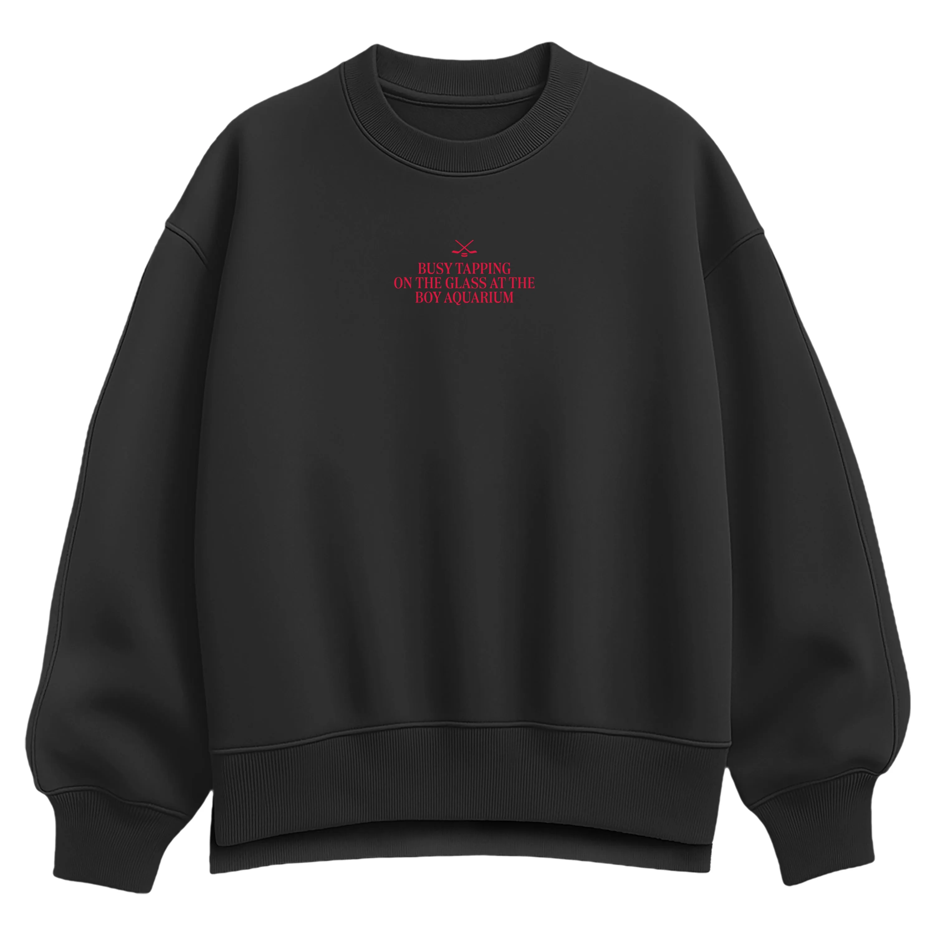 Instant Message - Tapping Glass Boy Aquarium Red - Women's Oversized Fleece Crew Sweatshirt sold by Zulily product image thumbnail 3