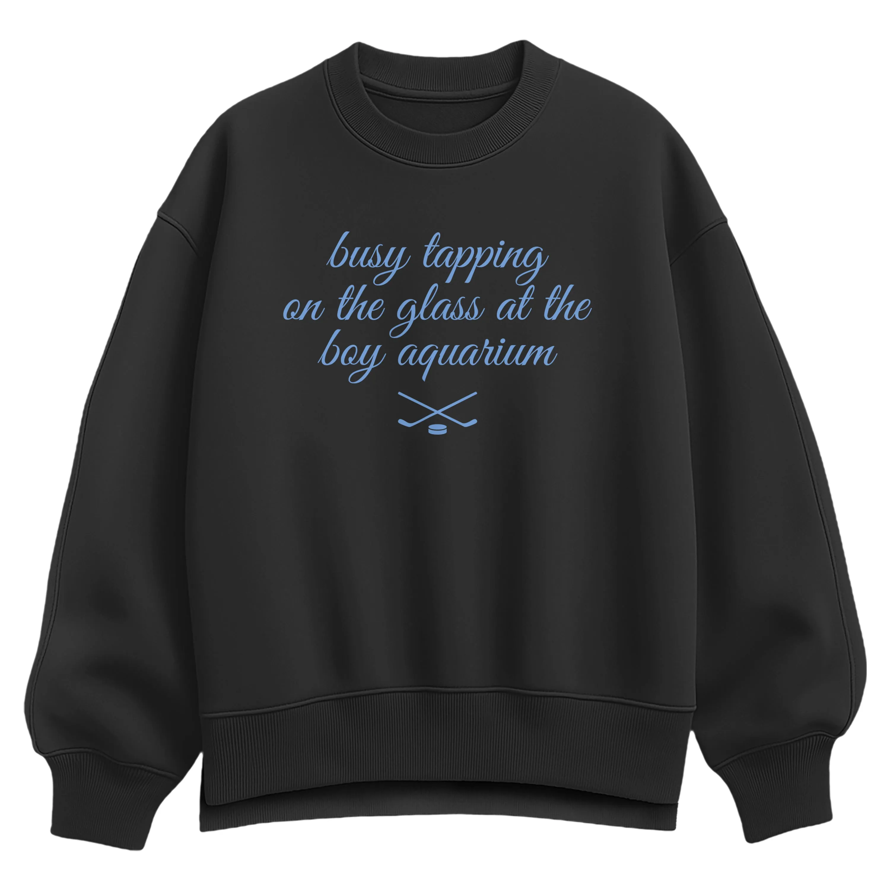 Instant Message - Tapping Glass Boy Aquarium Blue - Women's Oversized Fleece Crew Sweatshirt sold by Zulily product image thumbnail 3