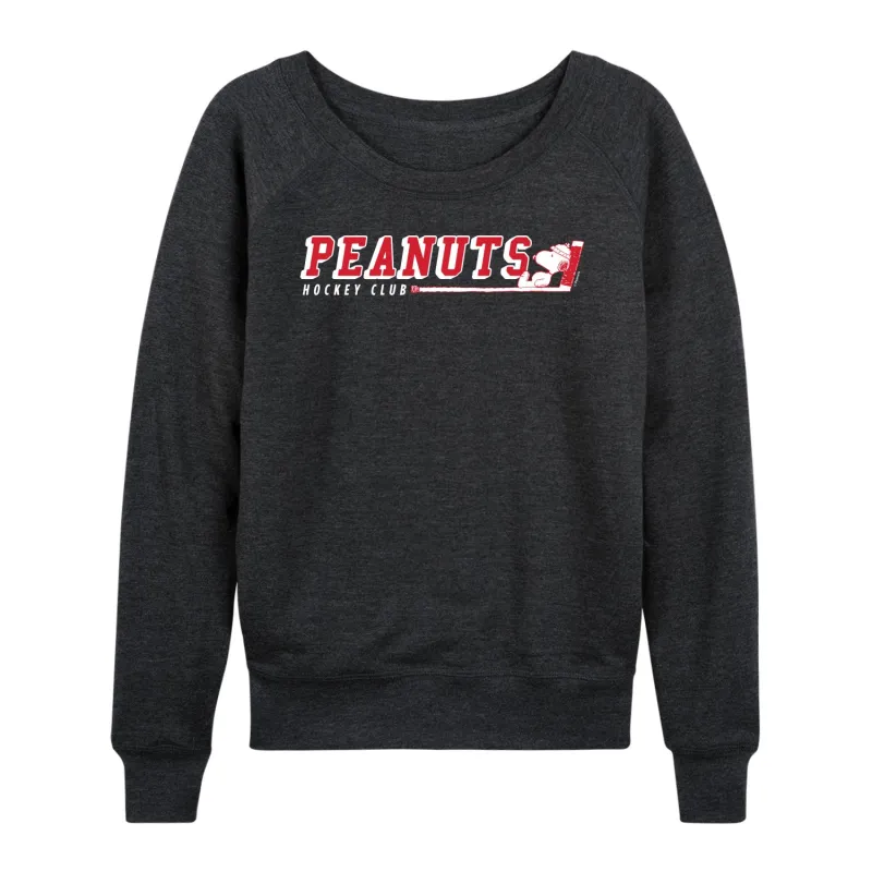 Peanuts - Hockey Club Snoopy - Women's French Terry Long Sleeve Pullover sold by Zulily
