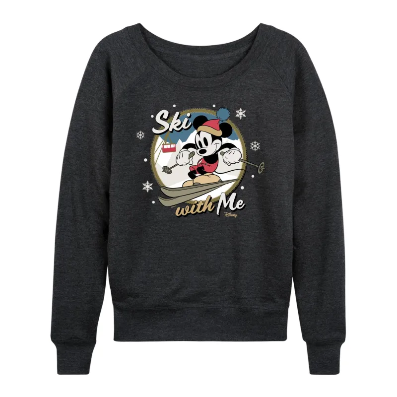 Disney - Ski With Me - Women's Lightweight French Terry Long Sleeve Shirt made by Disney