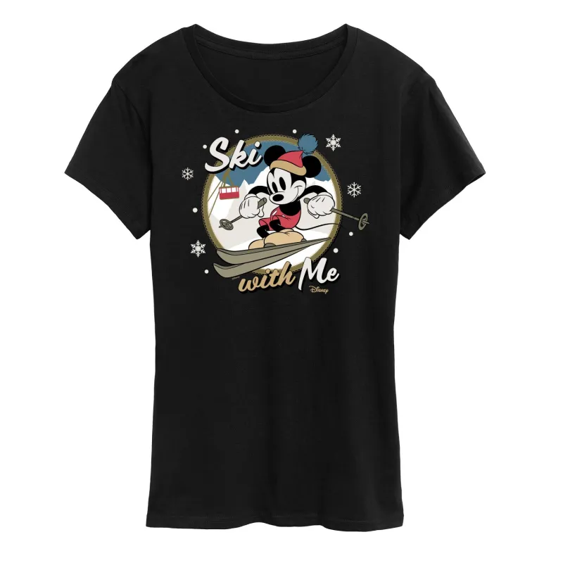 Disney - Ski With Me - Women's Short Sleeve Graphic T-Shirt sold by Zulily