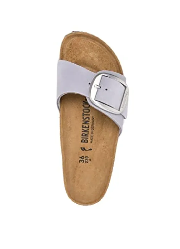 Birkenstock Unisex Madrid Big Buckle Nubuck Leather Purple Fog sold by Zulily