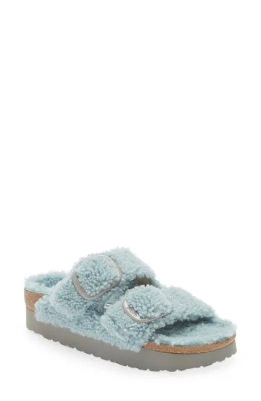 Birkenstock Unisex Arizona Big Buckle Pap Teddy Faded Aqua sold by Zulily