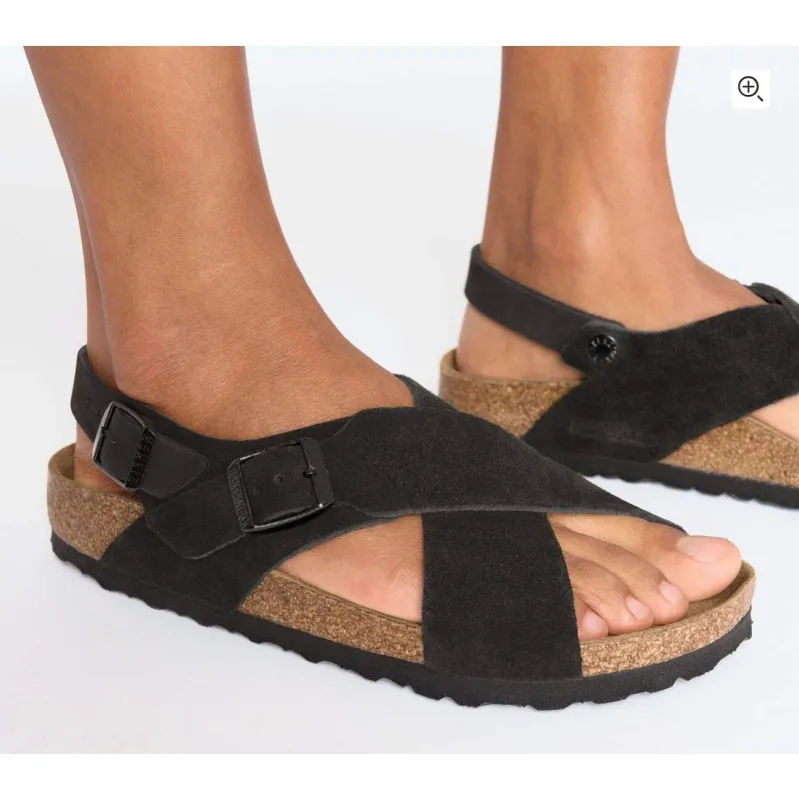 Birkenstock Unisex Tulum Suede Leather Soft Footbed Black made by Birkenstock